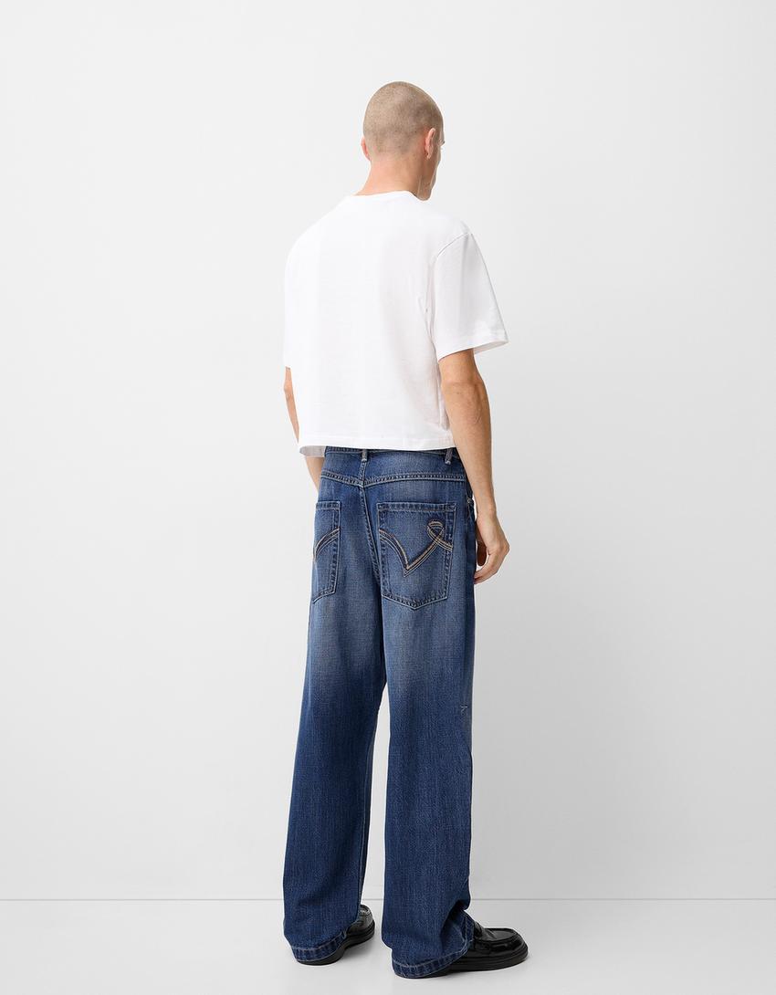 EMBROIDERED BAGGY JEANS