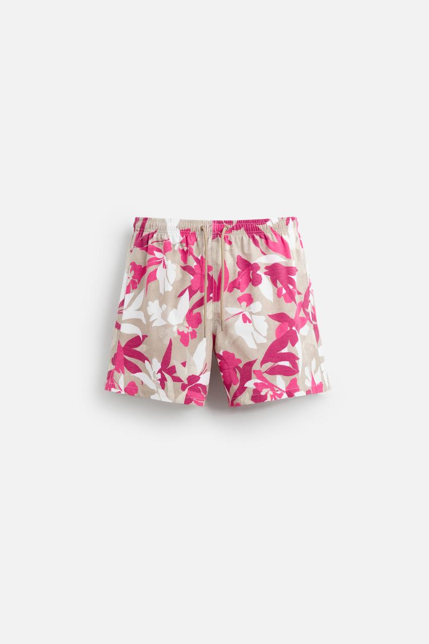 LONG FLORAL PRINT SWIMMING TRUNKS