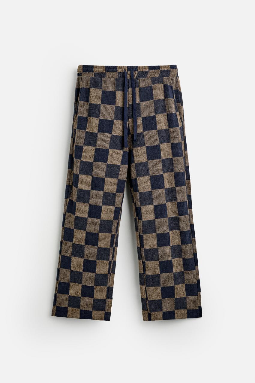 CHECK KNIT TROUSERS