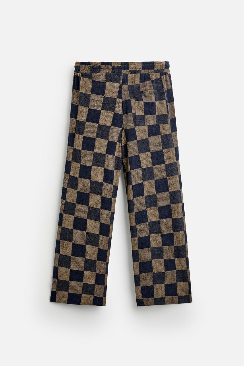 CHECK KNIT TROUSERS