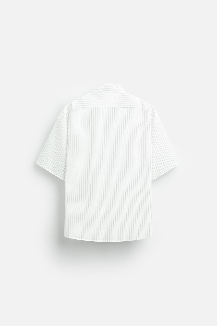 STRIPED SHIRT WITH PRINTED STICKER