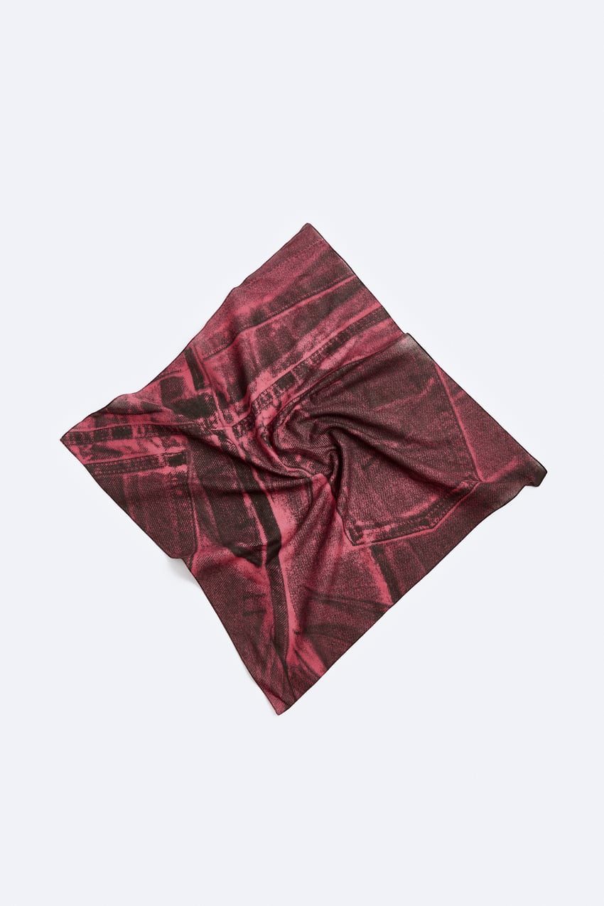 PRINTED DENIM-EFFECT BANDANA