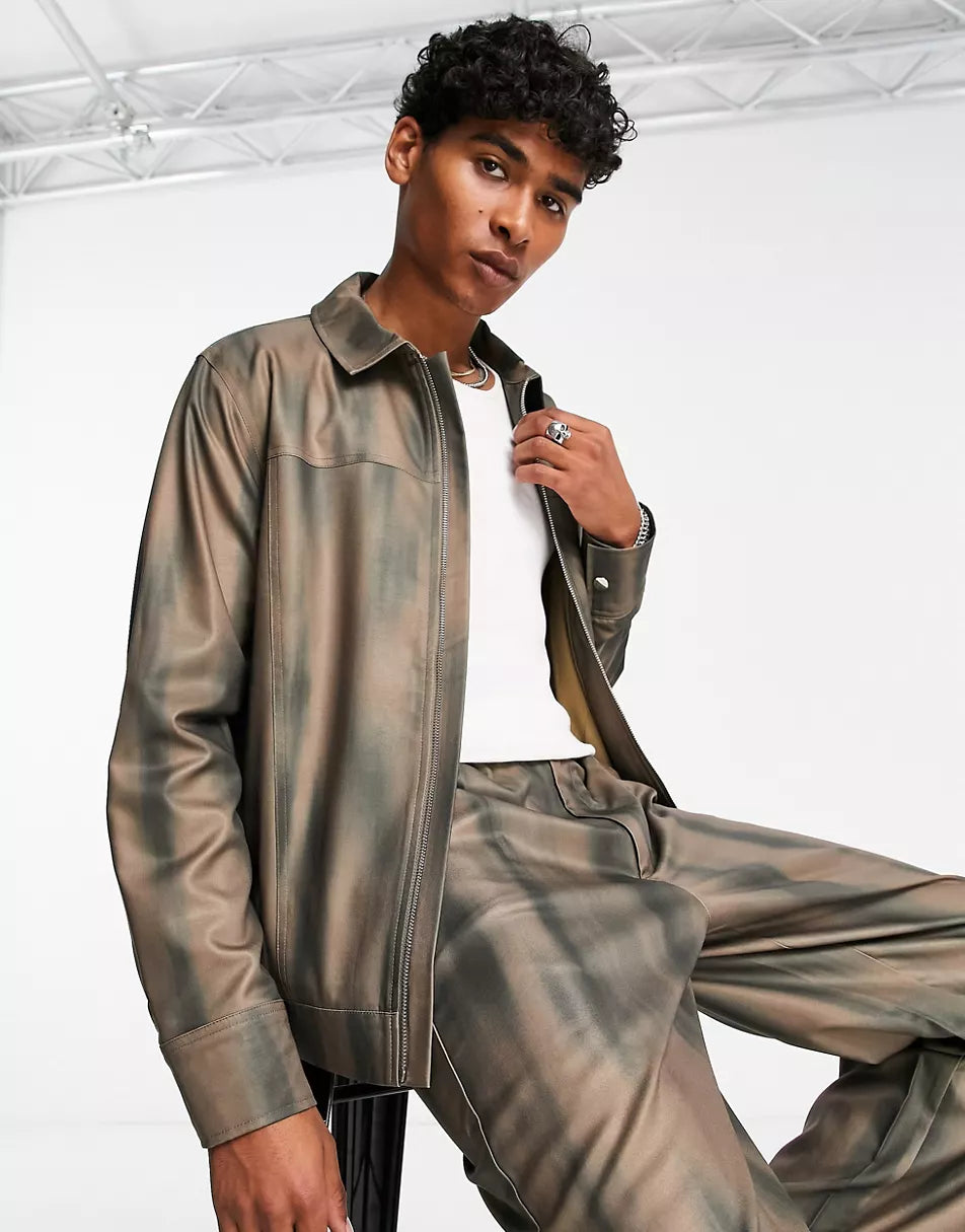 ZIP THROUGH JACKET IN BLUR PRINT