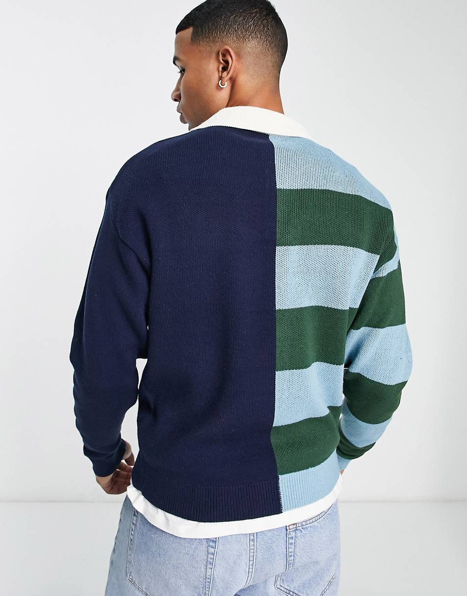 ORIGINALS OVERSIZED KNIT RUGBY IN STRIPE SPLICE