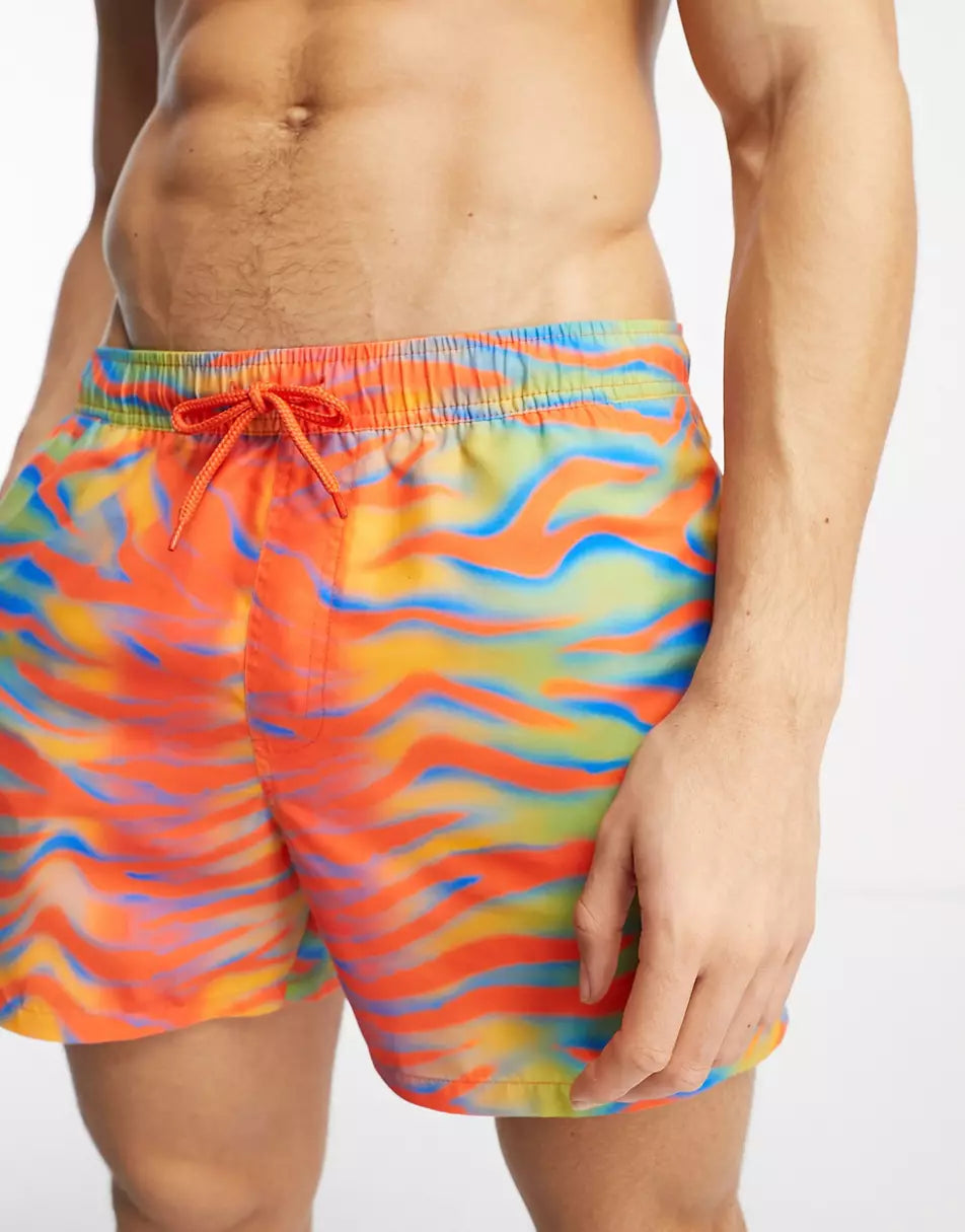 SWIM SHORTS IN SHORT LENGTH IN ANIMAL PRINT