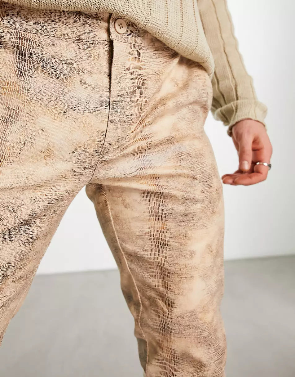 LOW RISE SKINNY TROUSERS IN SNAKE PRINT