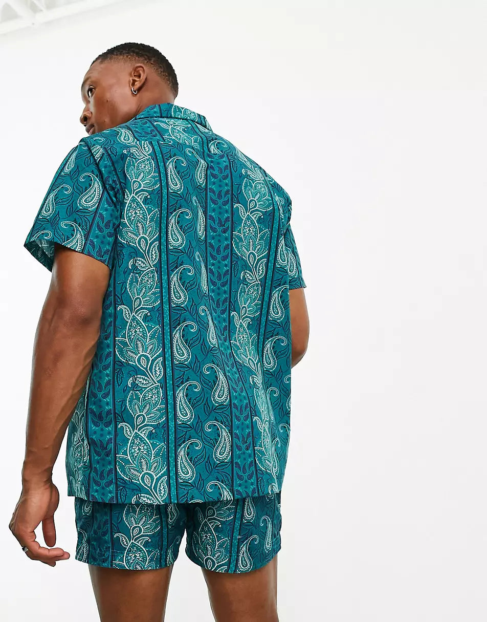 CO ORD IN TEAL BANDANA PRINT