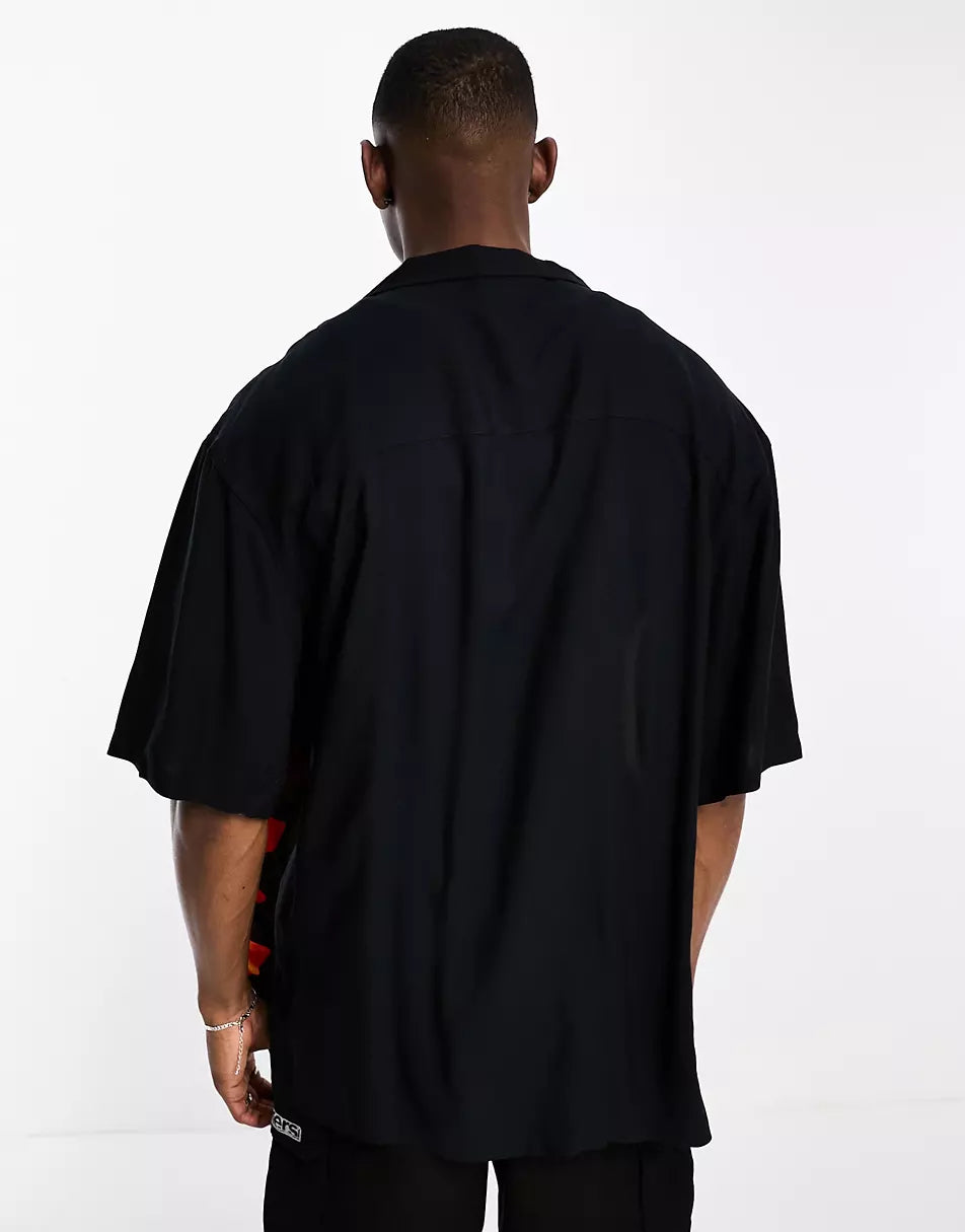 OVERSIZED REVERE LONGLINE BOWLING SHIRT