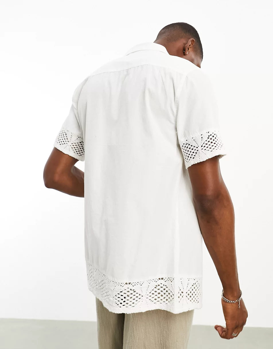 REVERE COTTON SHIRT WITH LACE PANELS
