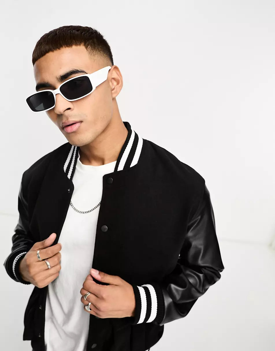 NARROW SQUARE SUNGLASSES IN WHITE