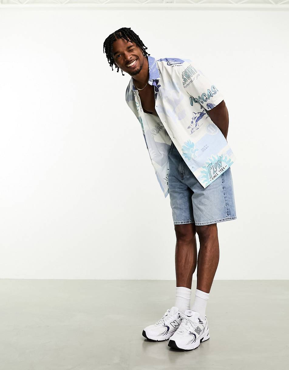 RUSTIC ABSTRACT PRINTED SHIRT IN BLUE