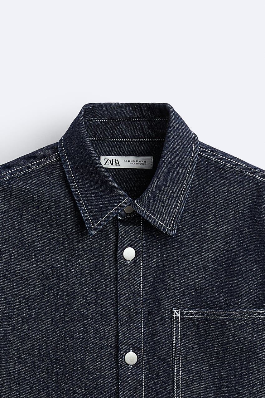 TOPSTITCHED DENIM SHIRT ji