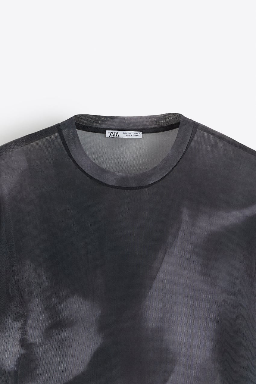 TULLE T-SHIRT WITH ABSTRACT PRINT