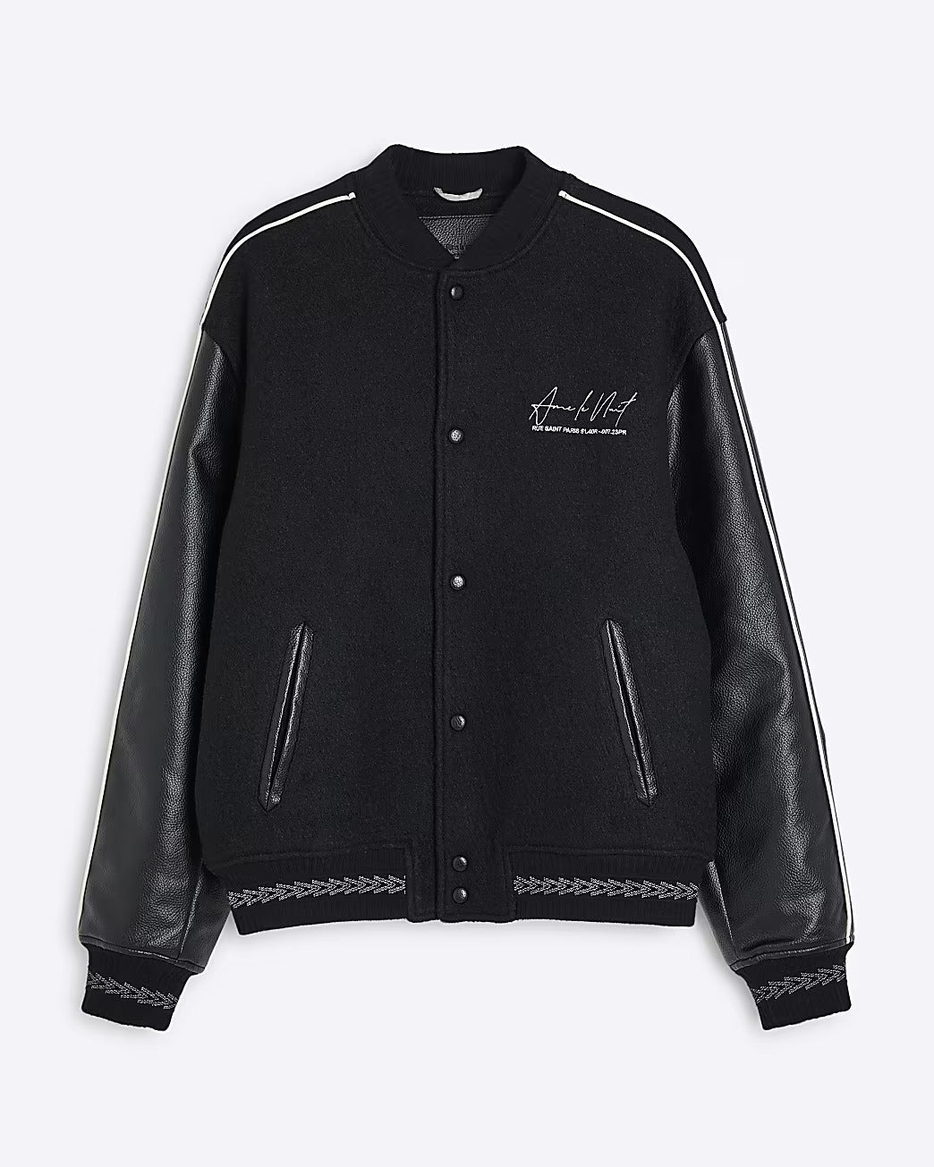 BLACK BOUCLE AIME LE NUIT PRINT BOMBER JACKET