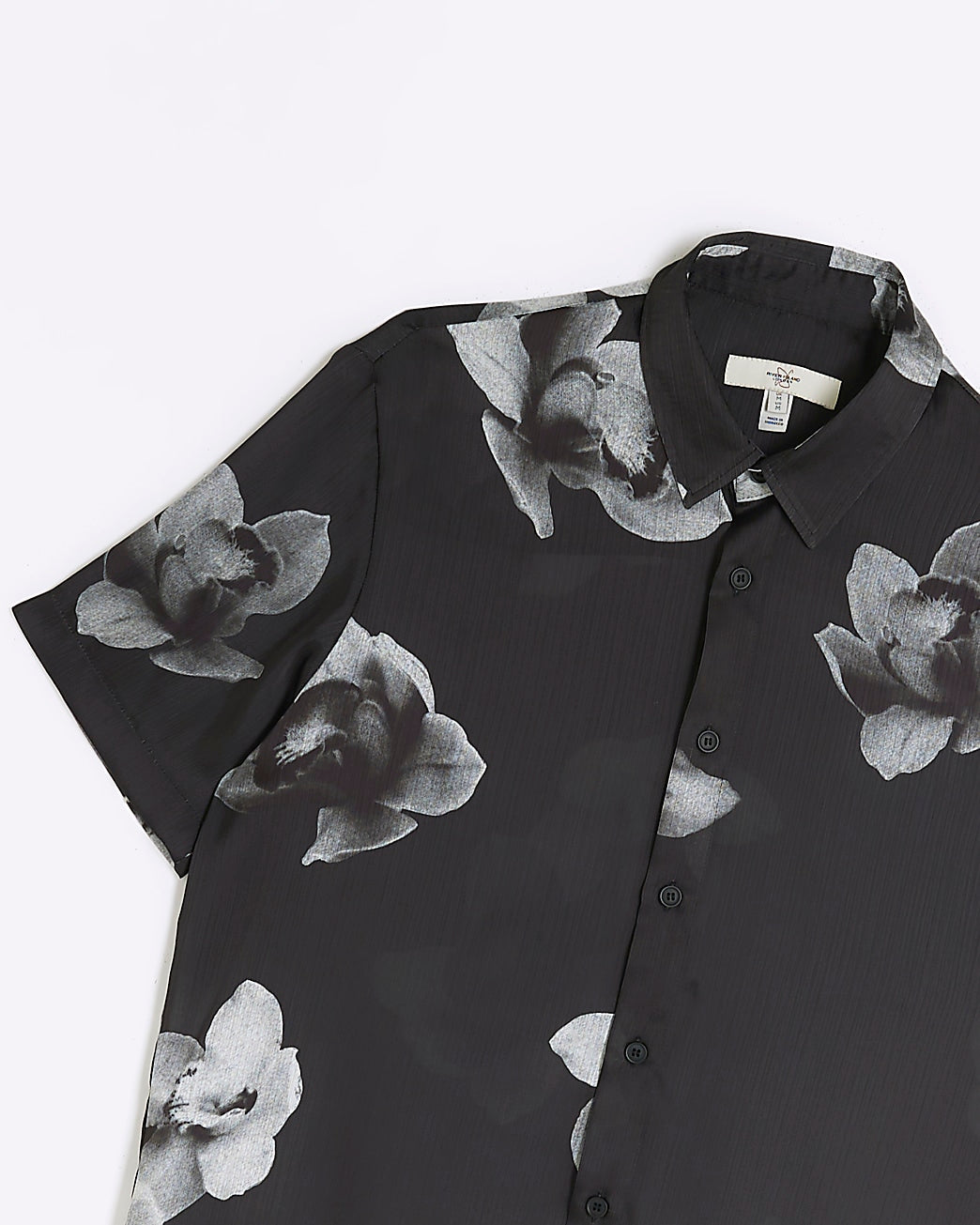 BLACK REGULAR FIT FLORAL SHIRT