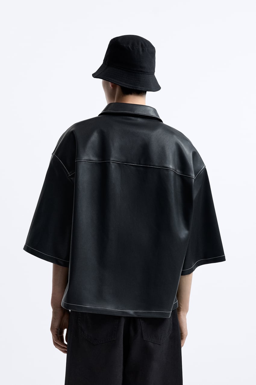 FAUX LEATHER OVERSHIRT