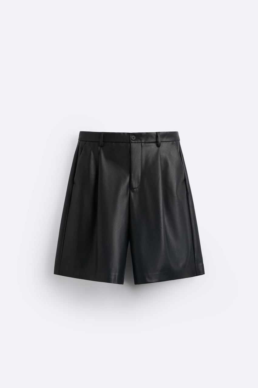 FAUX LEATHER BERMUDA SHORTS