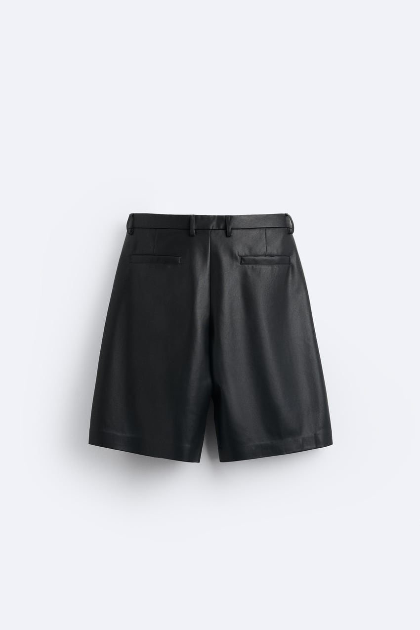 FAUX LEATHER BERMUDA SHORTS
