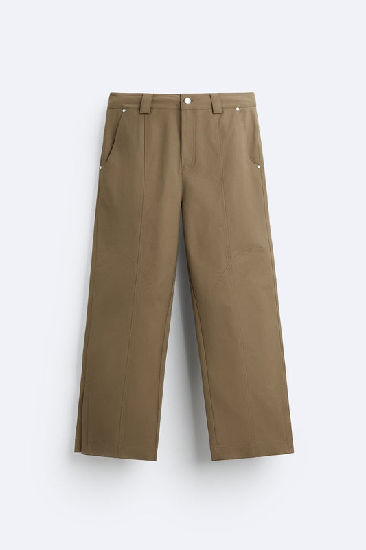 TEXTURED TROUSERS WITH SEAMS