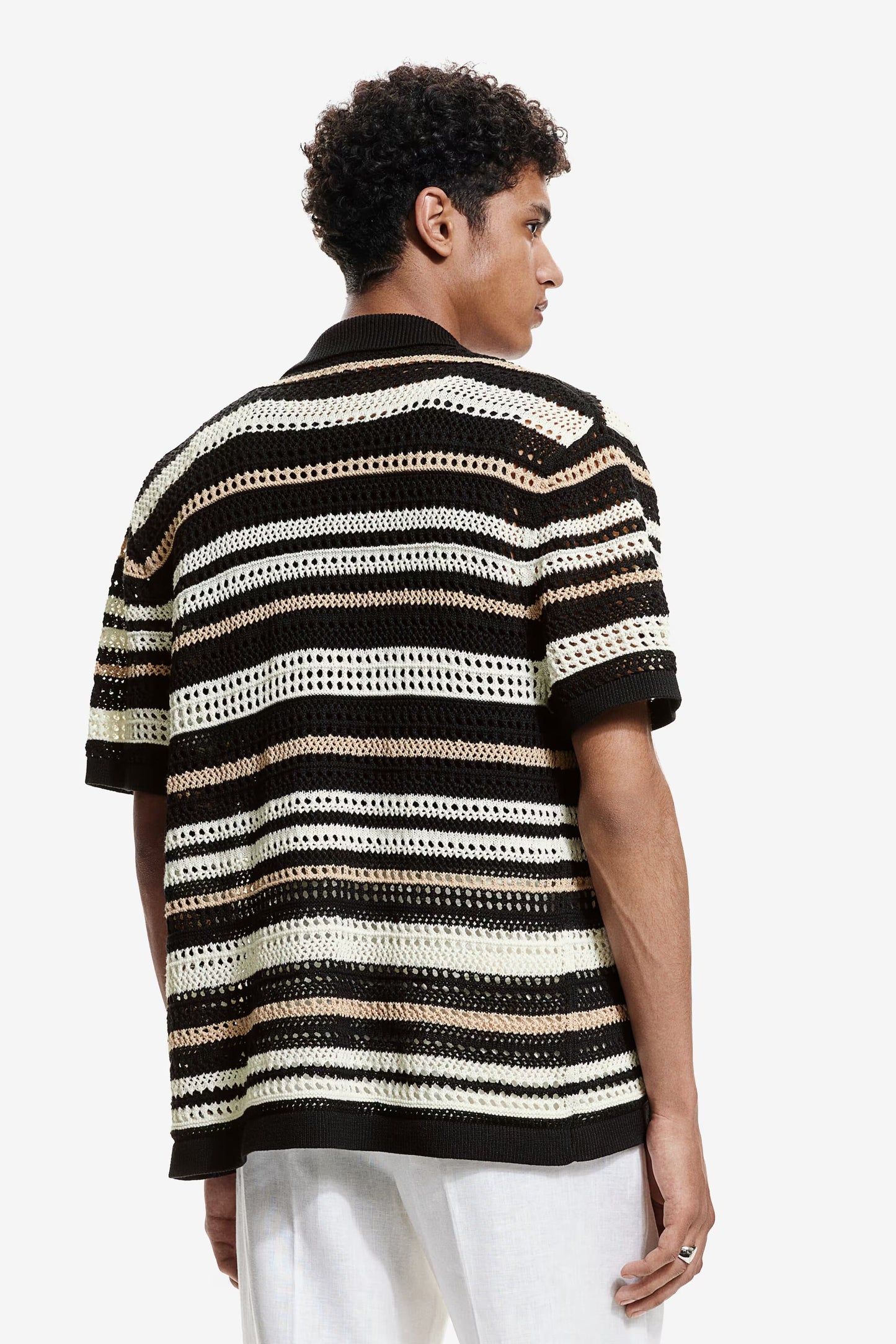 REGULAR FIT CROCHET RESORT SHIRT