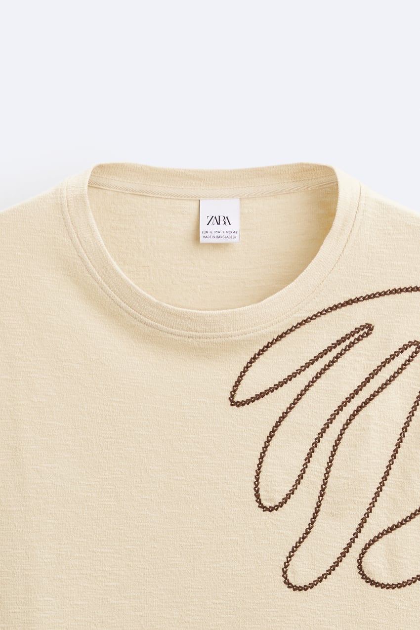 EMBROIDERED TEXTURED T-SHIRT