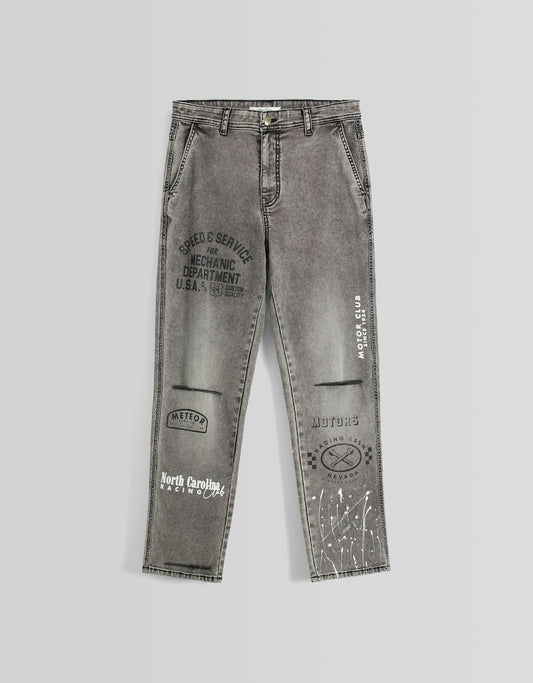 COTTON TROUSERS WITH PAINT SPLATTER PRINT