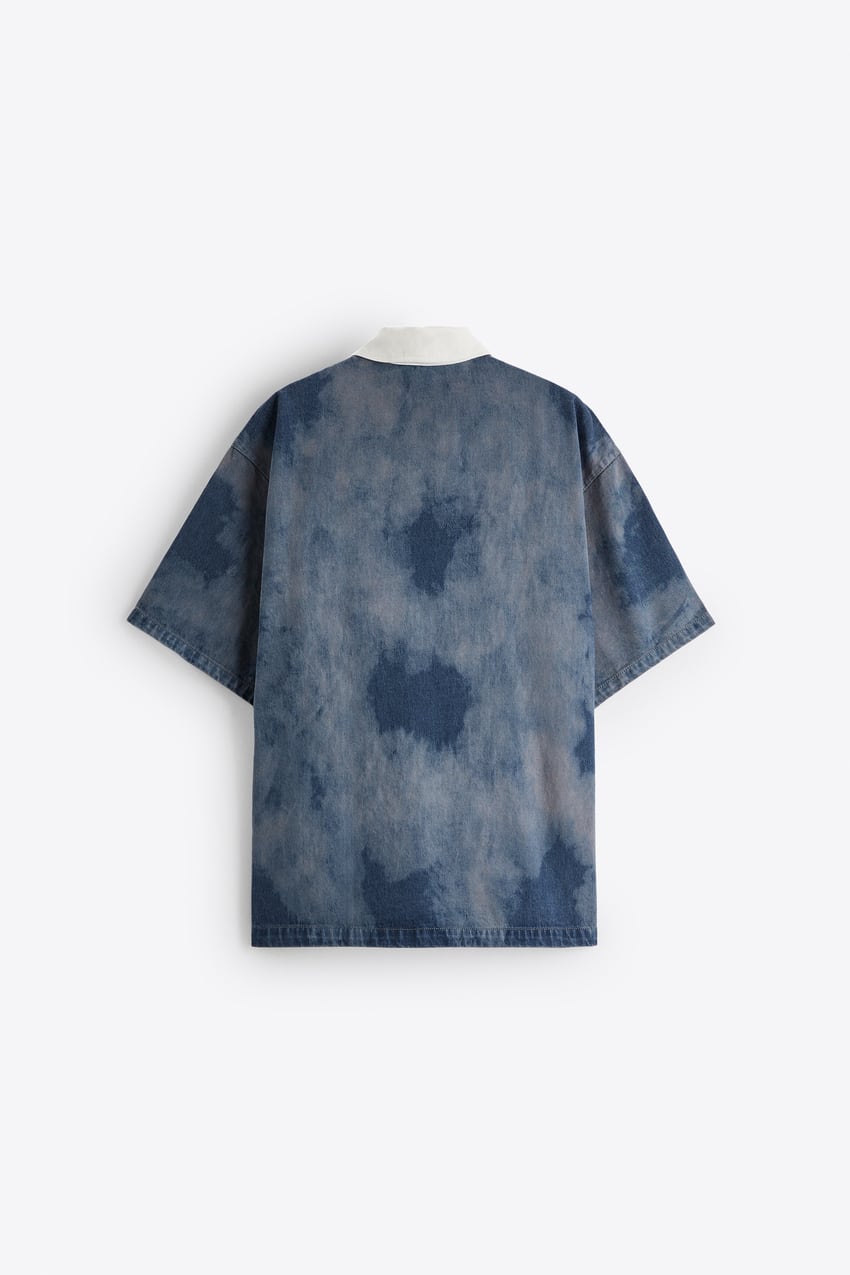 TIE-DYE DENIM POLO SHIRT