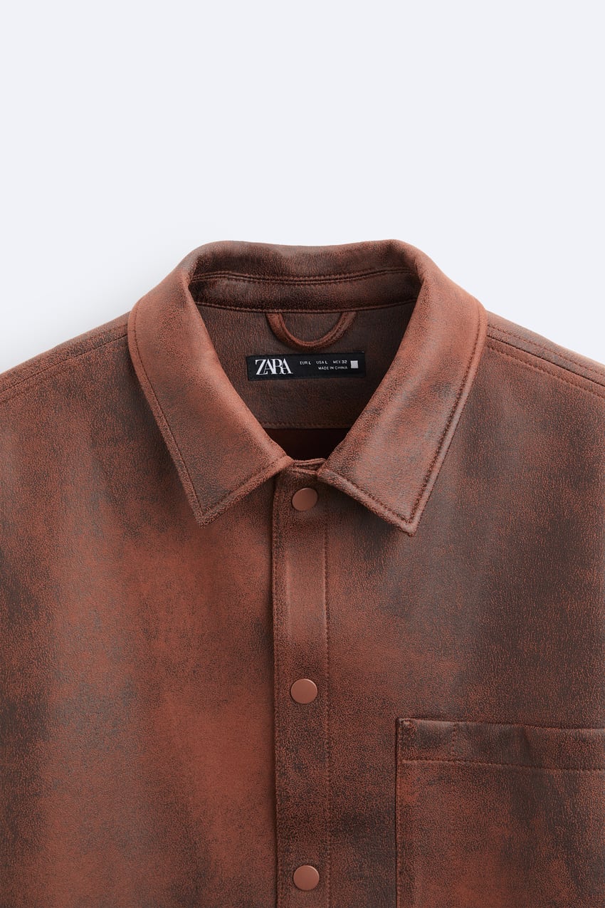 FADED FAUX SUEDE OVERSHIRT