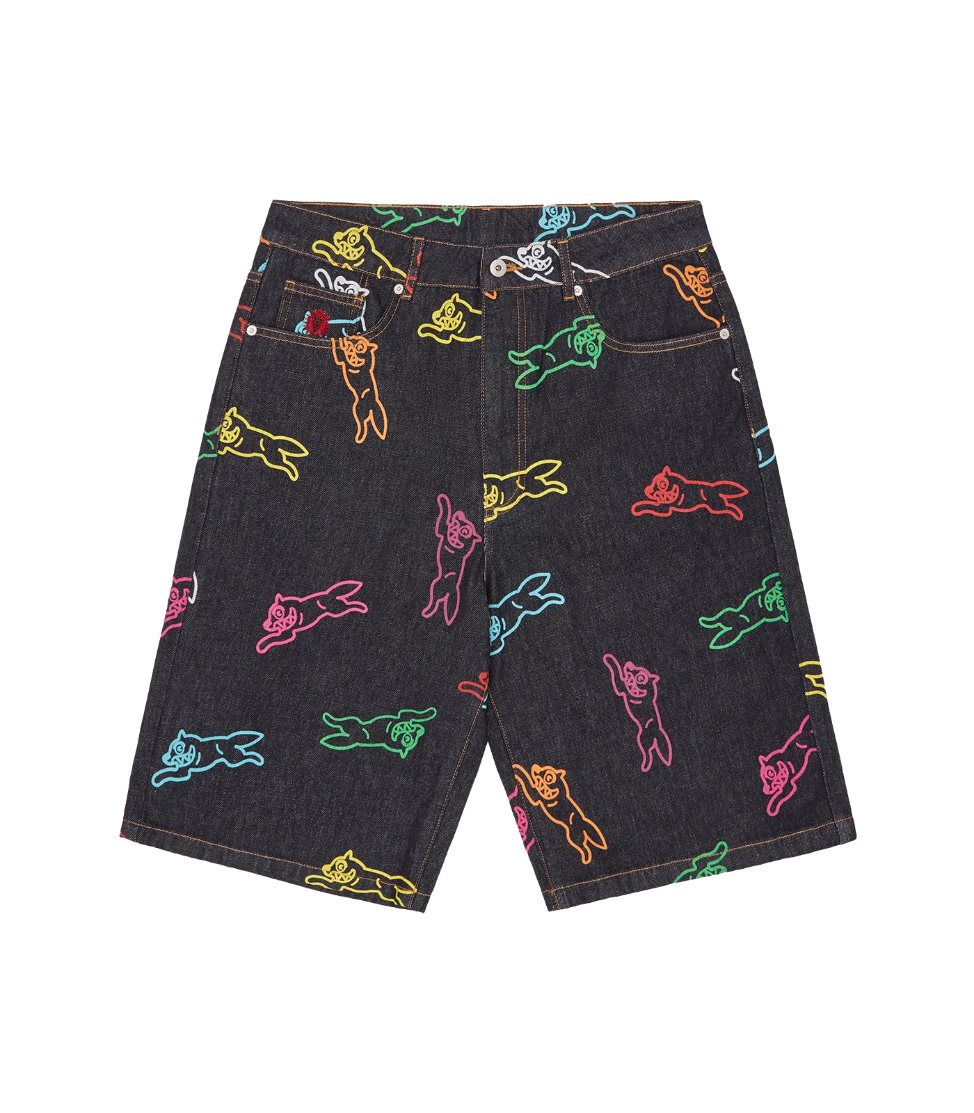 ALLOVER RUNNING DOG DENIM SHORTS