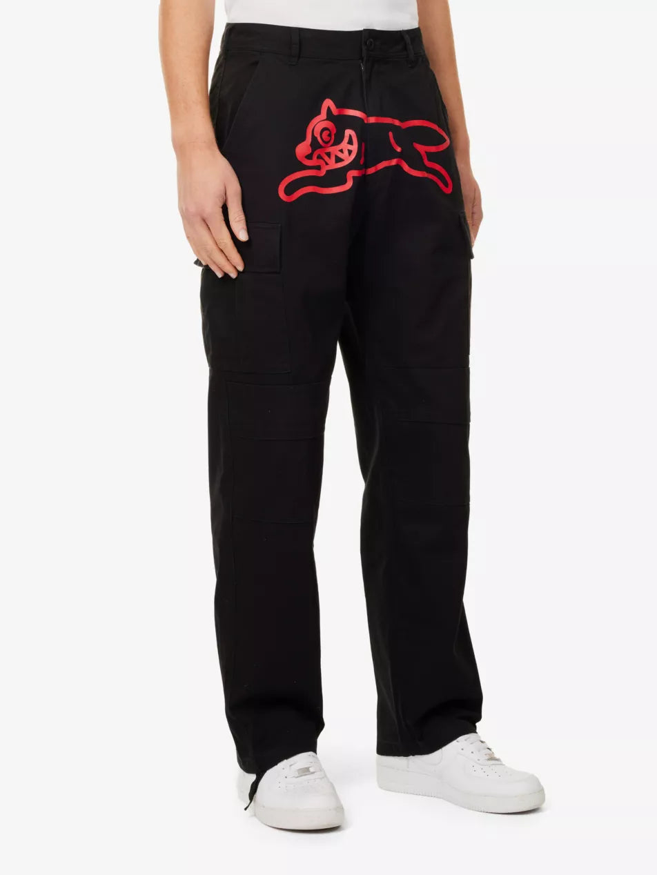 RUNNING DOG GRAPHIC-PRINT STRAIGHT-LEG COTTON CARGO TROUSERS