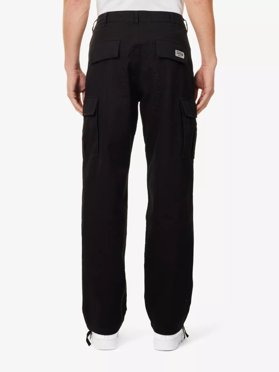 RUNNING DOG GRAPHIC-PRINT STRAIGHT-LEG COTTON CARGO TROUSERS
