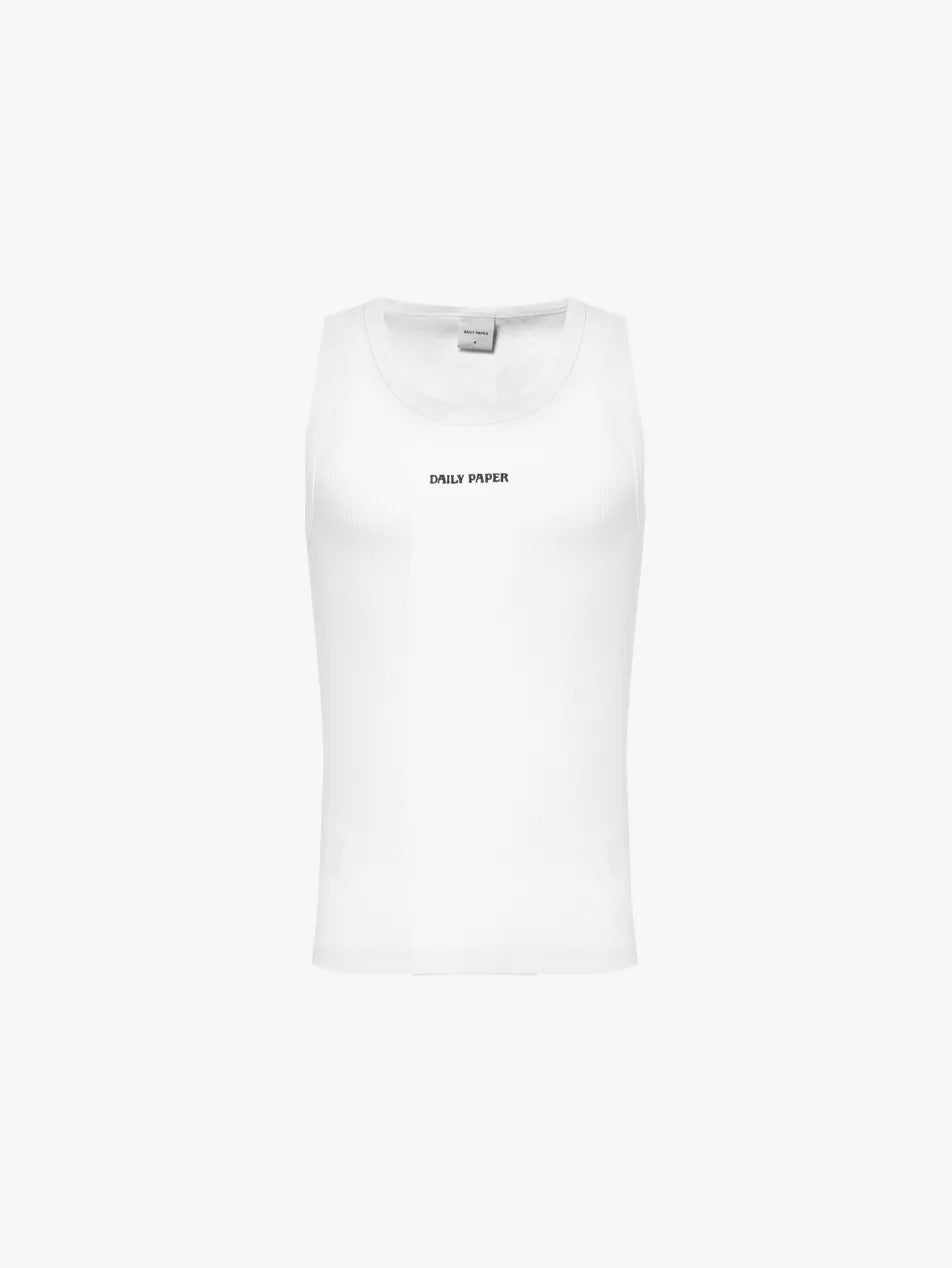 BRAND-EMBROIDERED RIBBED STRETCH-COTTON TOP