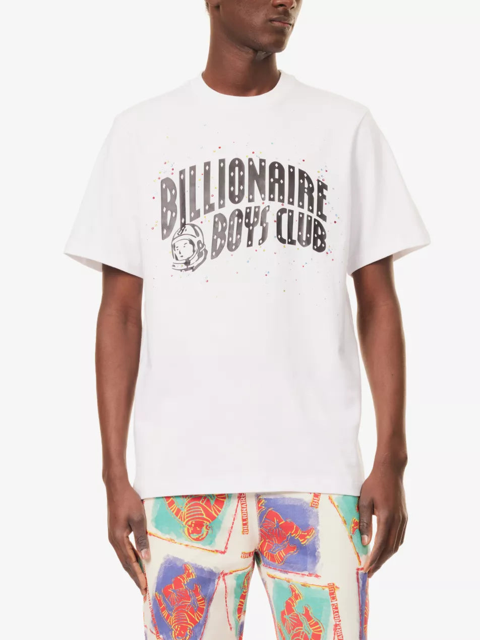 RHINESTONE-EMBELLISHED BRAND-PRINT COTTON-JERSEY T-SHIRT
