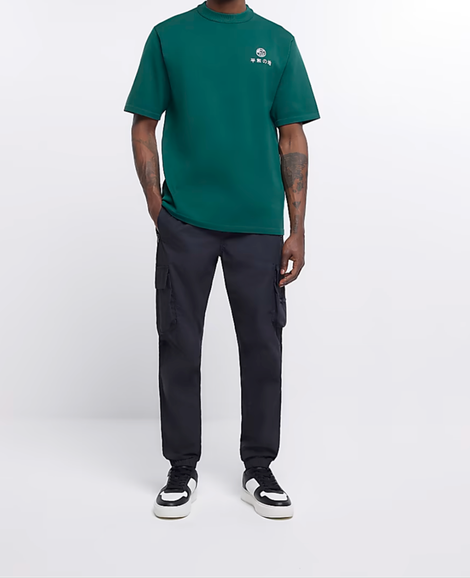 GREEN REGULAR FIT JAPANESE PRINT T-SHIRT