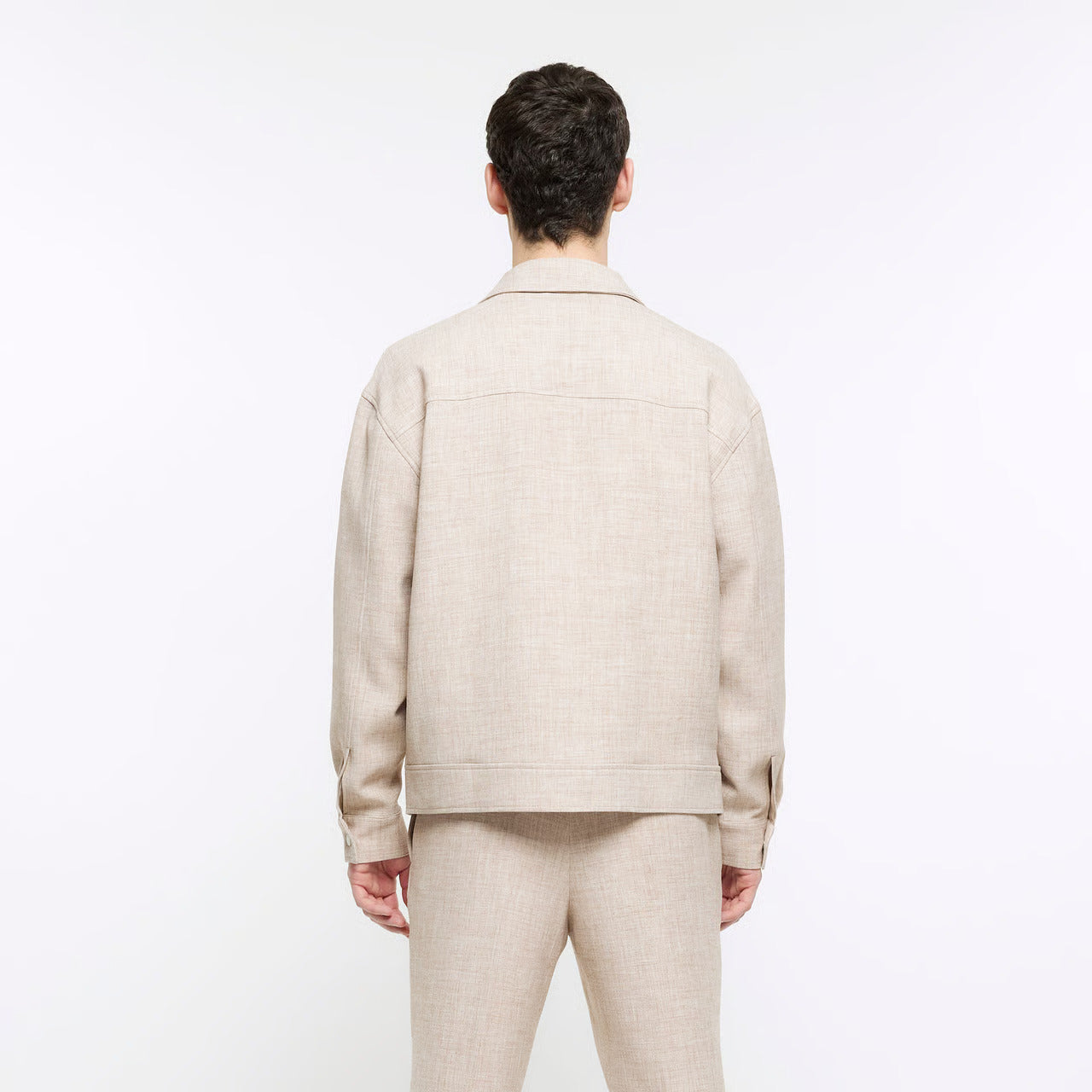 MENS SHACKET BEIGE OVERSIZED FIT TEXTURED