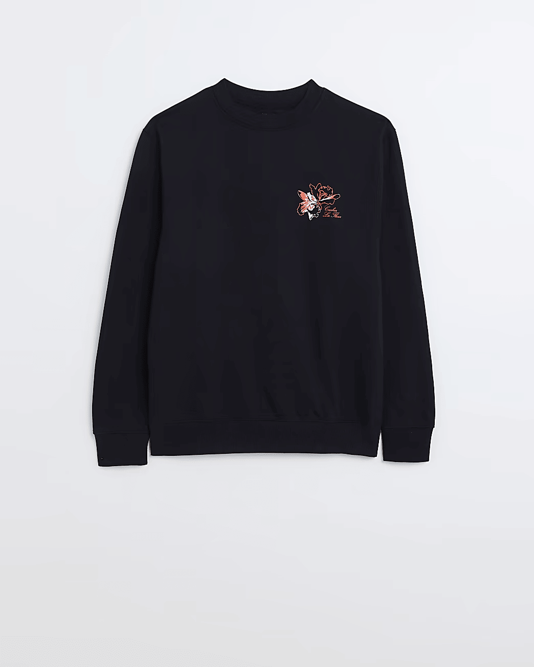 BLACK REGULAR FIT FLORAL PRINT SWEATSHIRT