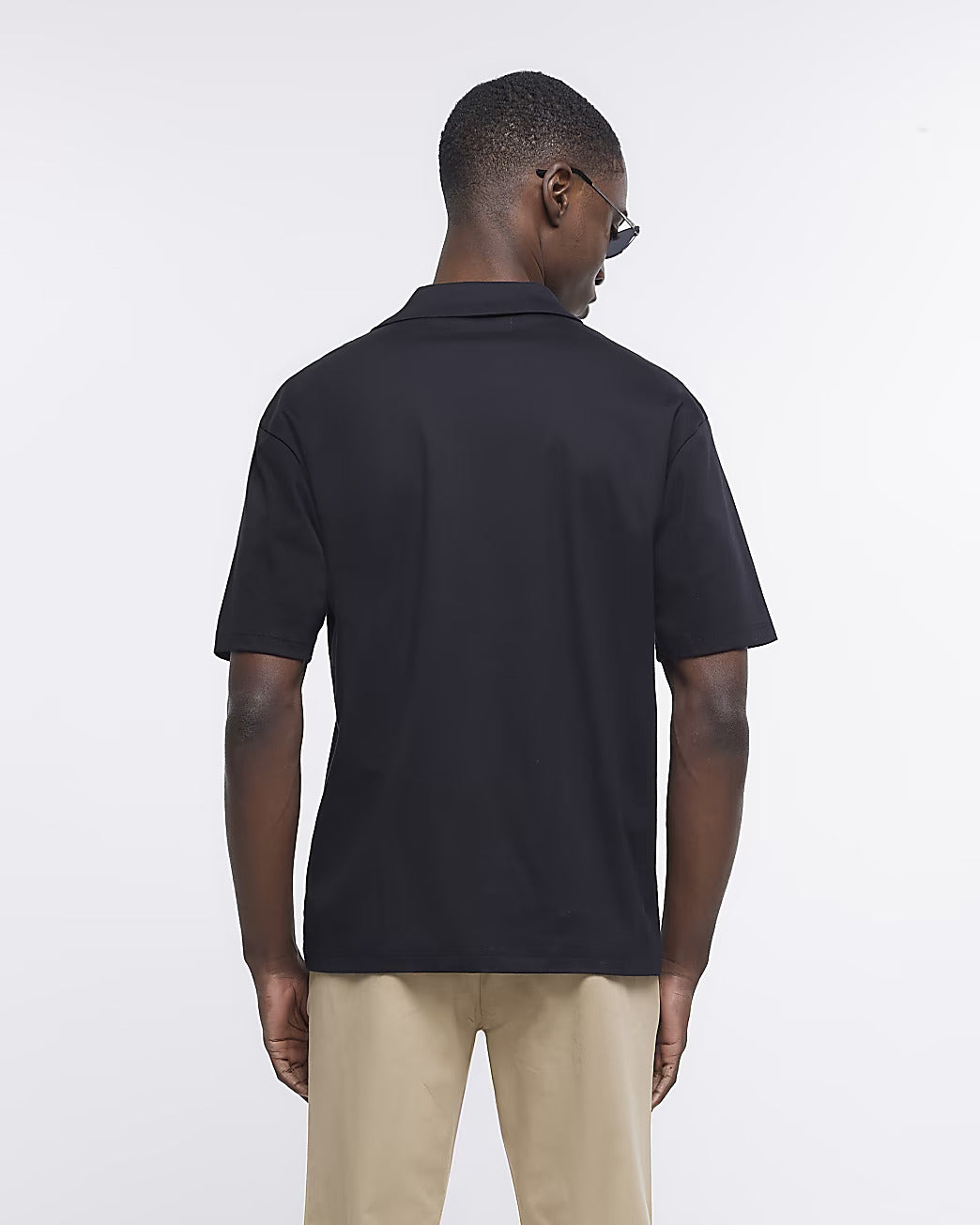 BLACK REGULAR FIT JERSEY REVERE SHIRT