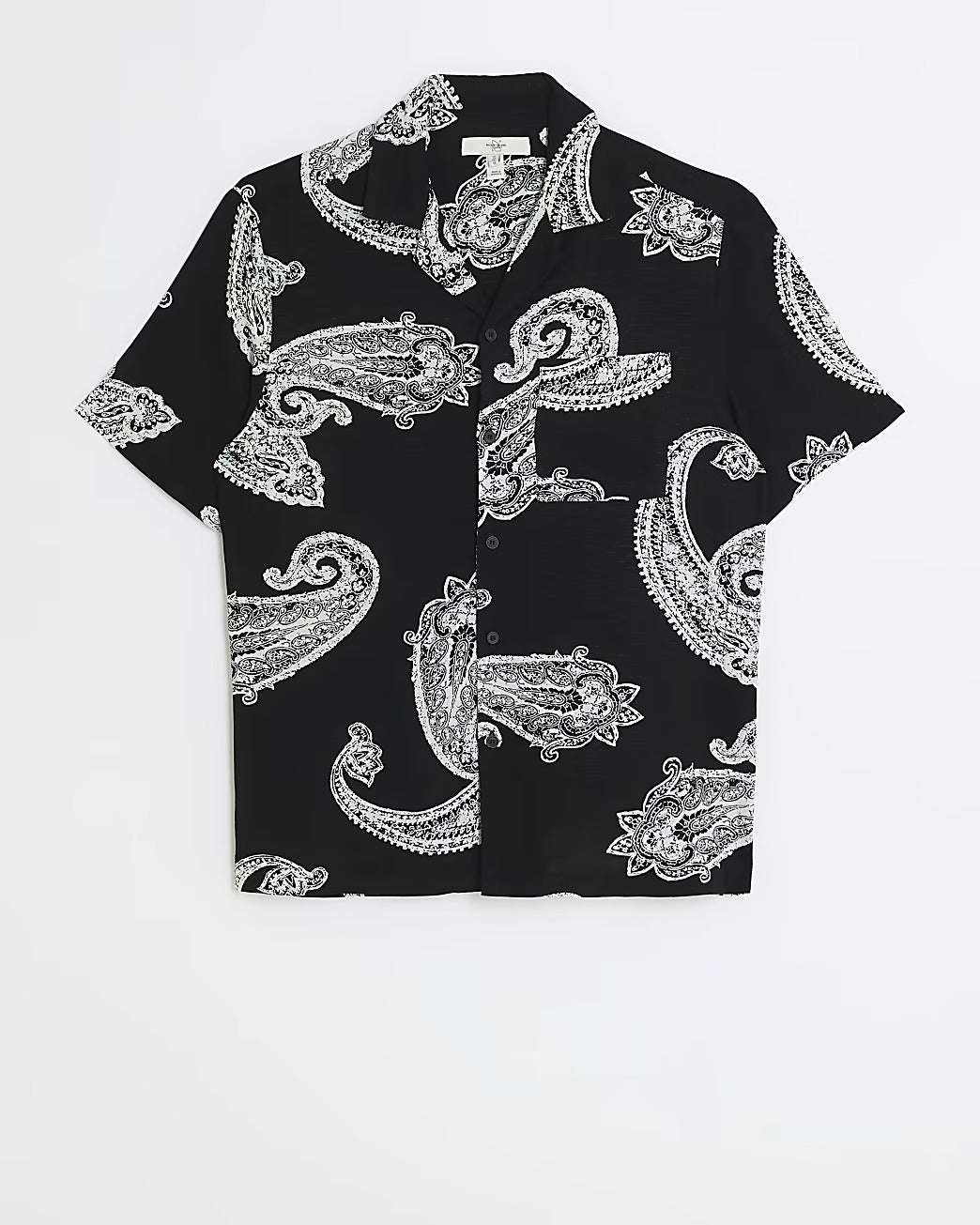 BLACK REGULAR FIT PAISLEY REVERE SHIRT