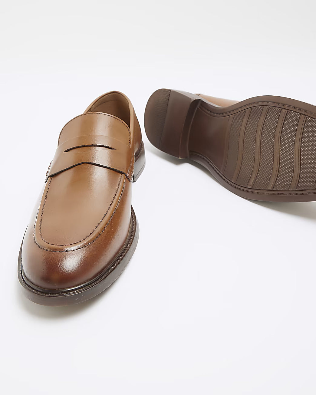 BROWN LEATHER PENNY LOAFERS