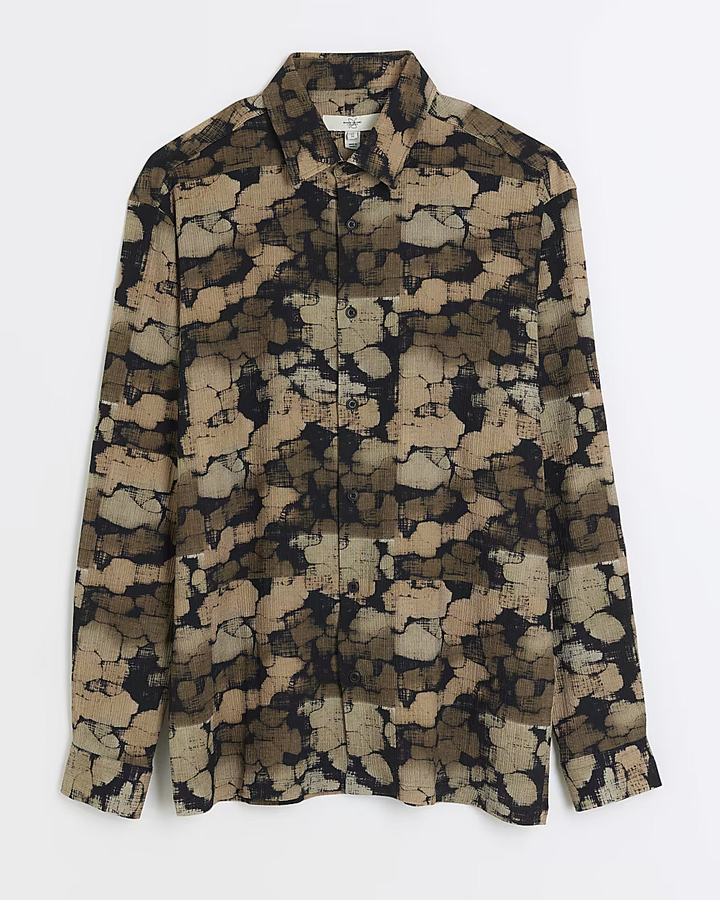 BROWN REGULAR FIT TEXTURED PEBBLE SHIRT