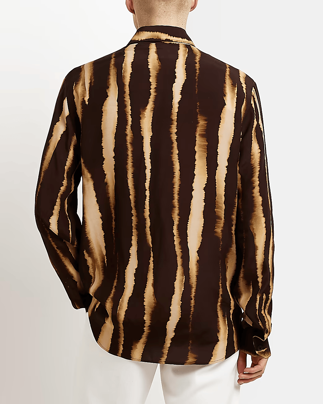 BROWN REGULAR FIT TIE DYE REVERE SHIRT