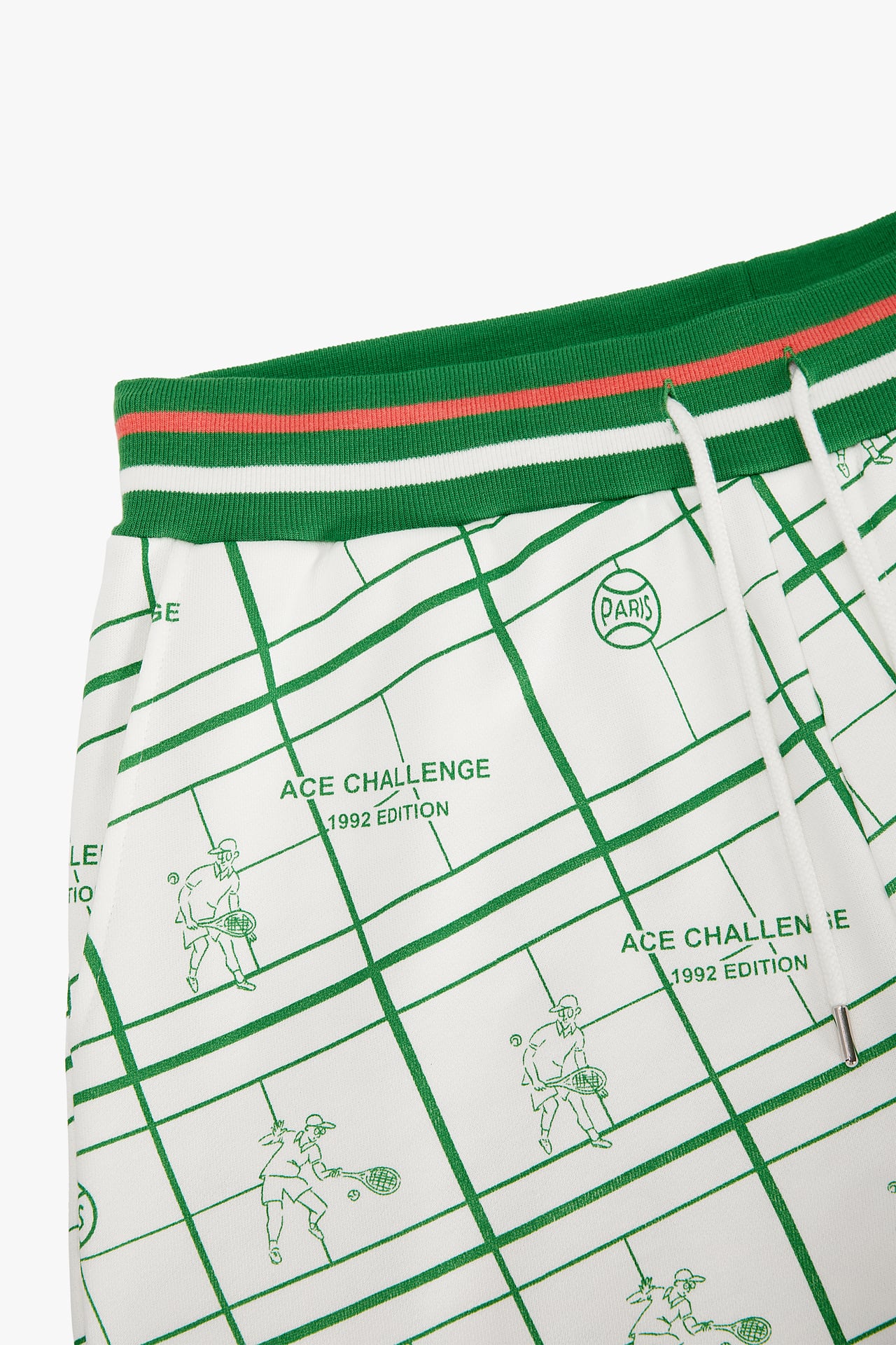 TENNIS PRINT JOGGER BERMUDA SHORTS OYSTER WHITE