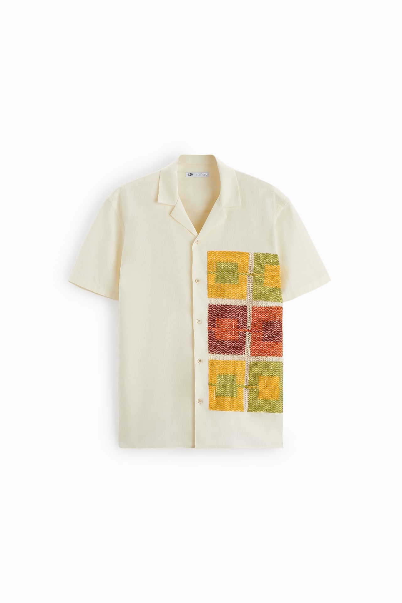 CONTRAST CROCHET SHIRT SAND