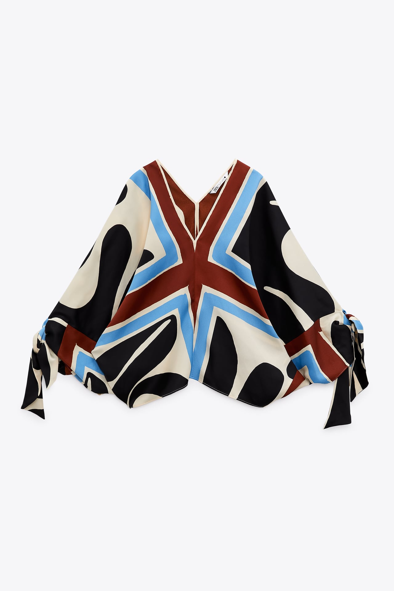 PRINTED BLOUSE WITH TIES