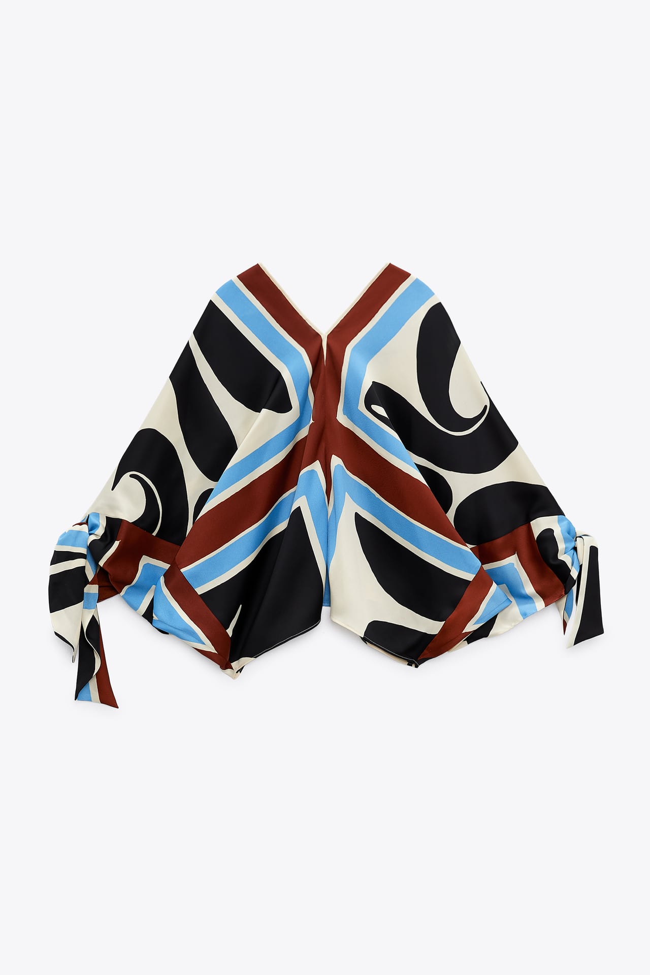 PRINTED BLOUSE WITH TIES