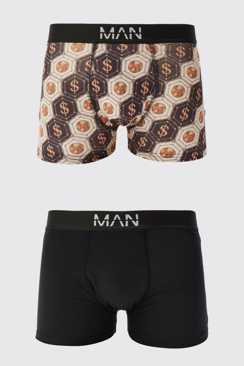2 PACK MONEY PRINT BOXERS