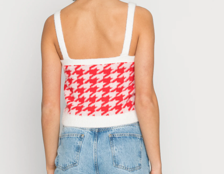 CO-ORD KNITTED HOUNDSTOOTH CROPPED VEST