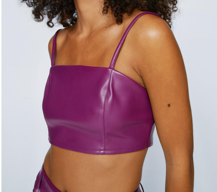 STRAPPY FAUX LEATHER BRALETTE