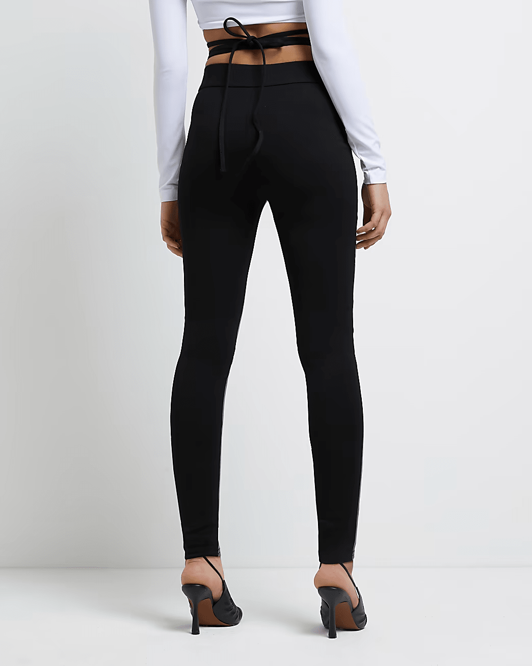 FAUX LEATHER STRAP SKINNY TROUSERS
