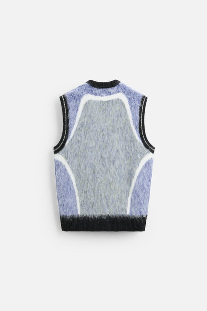 TEXTURED KNIT WAISTCOAT WITH EMBROIDERY